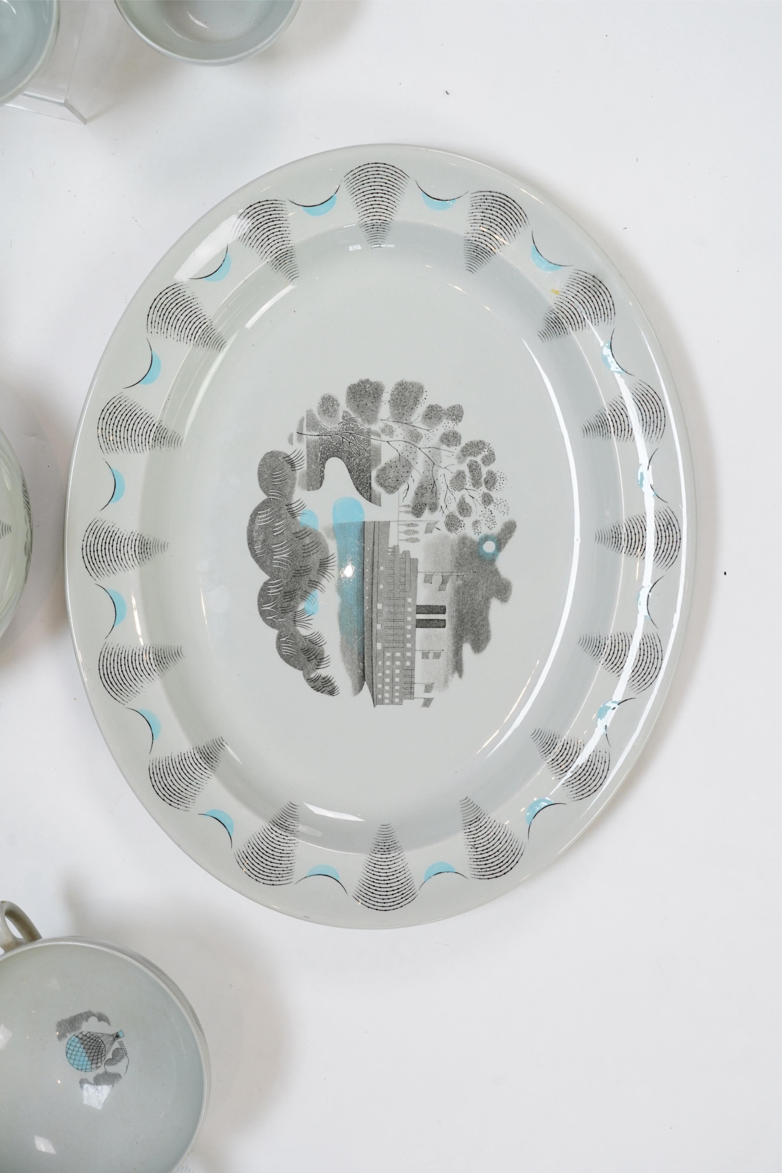 Eric Ravilious (1903-1942) for Wedgwood: A 'Travel' pattern part tea and dinner service